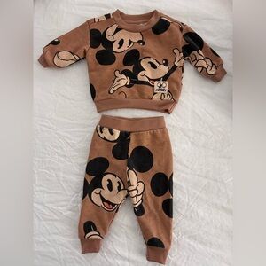 Disney Baby Mickey Mouse Brown Two-Piece Sweatshirt & Joggers Set